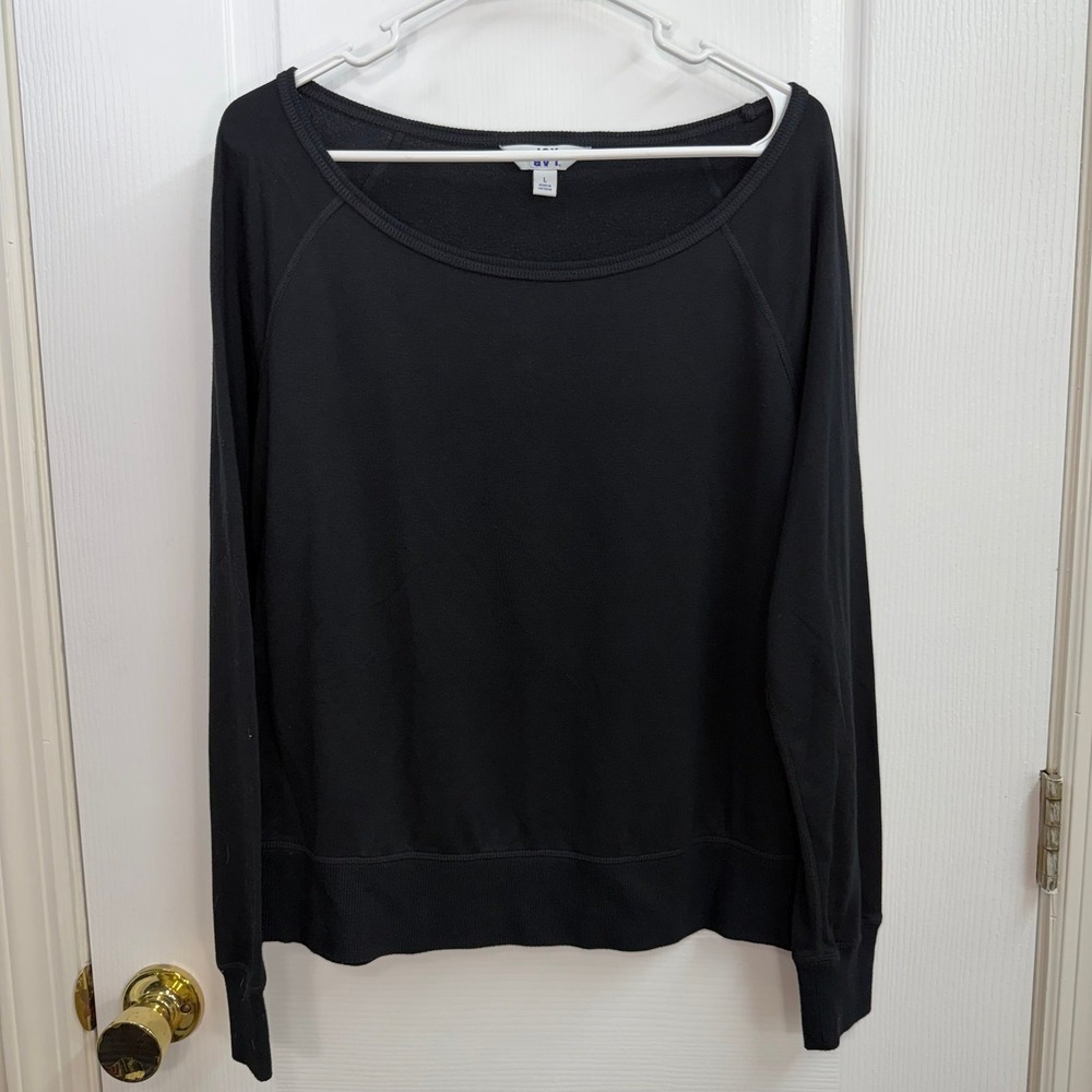 Joy Lab black boat neck long sleeve lounge wear pajama top shirt stretch‎ large